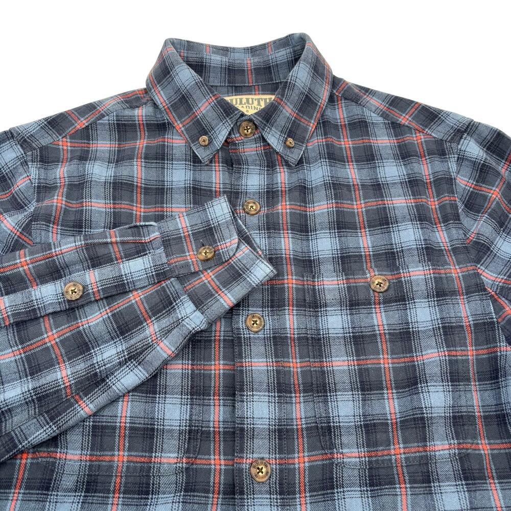 Duluth Trading Small Slim Fit Blue Red Plaid Long Sleeve‎ Button Down Flannel